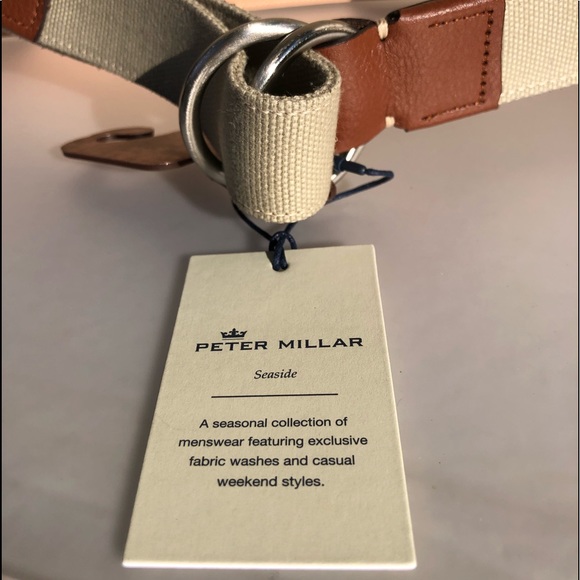 Peter Millar Seaside Canvas Leather O-Ring Belt - Picture 5 of 8